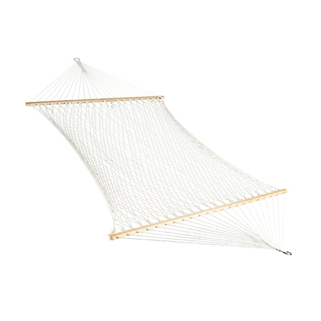 Bliss Hammocks 60" Wide Cotton Rope Hammock w/ Spreader Bar, S Hooks, & Chains, 450 Lbs Capacity (Natural) BH-410